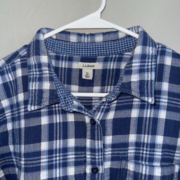 LL Bean Flannel Traditional Fit Button Down Shirt Mens XL Blue Plaid ID 503444 - Picture 7 of 9